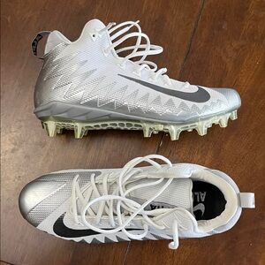 Nike Alpha Menace White and Silver Football Cleats